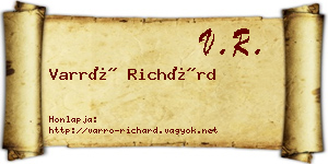 Varró Richárd névjegykártya
